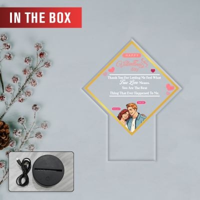 Acrylic Led Lamp Romantic Gift for Couples | Warm White Light Gift Item for Wedding, Anniversary, Birthday & Valentine's Day (Happy Valentines Gift)